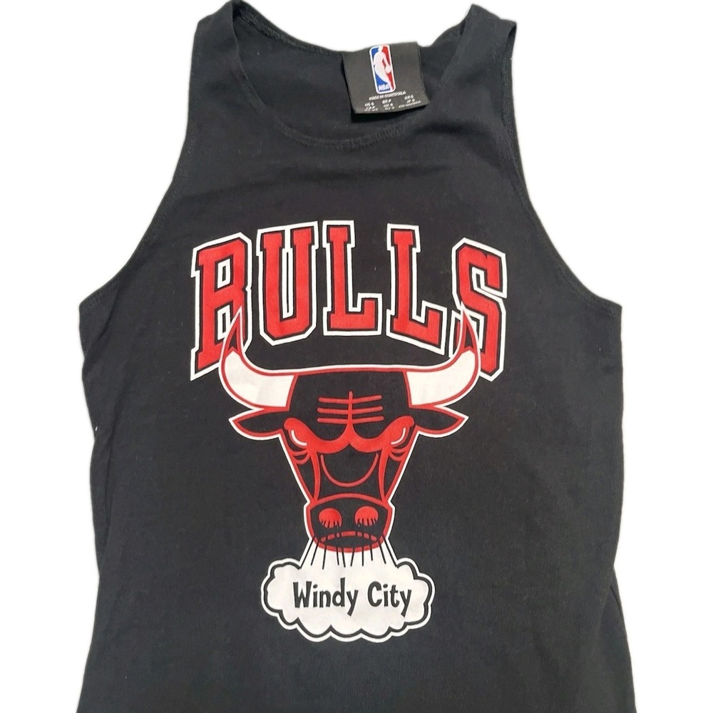 Chicago Bulls Tank Dress Womens Small Black NBA Basketball Windy City Bodycon S